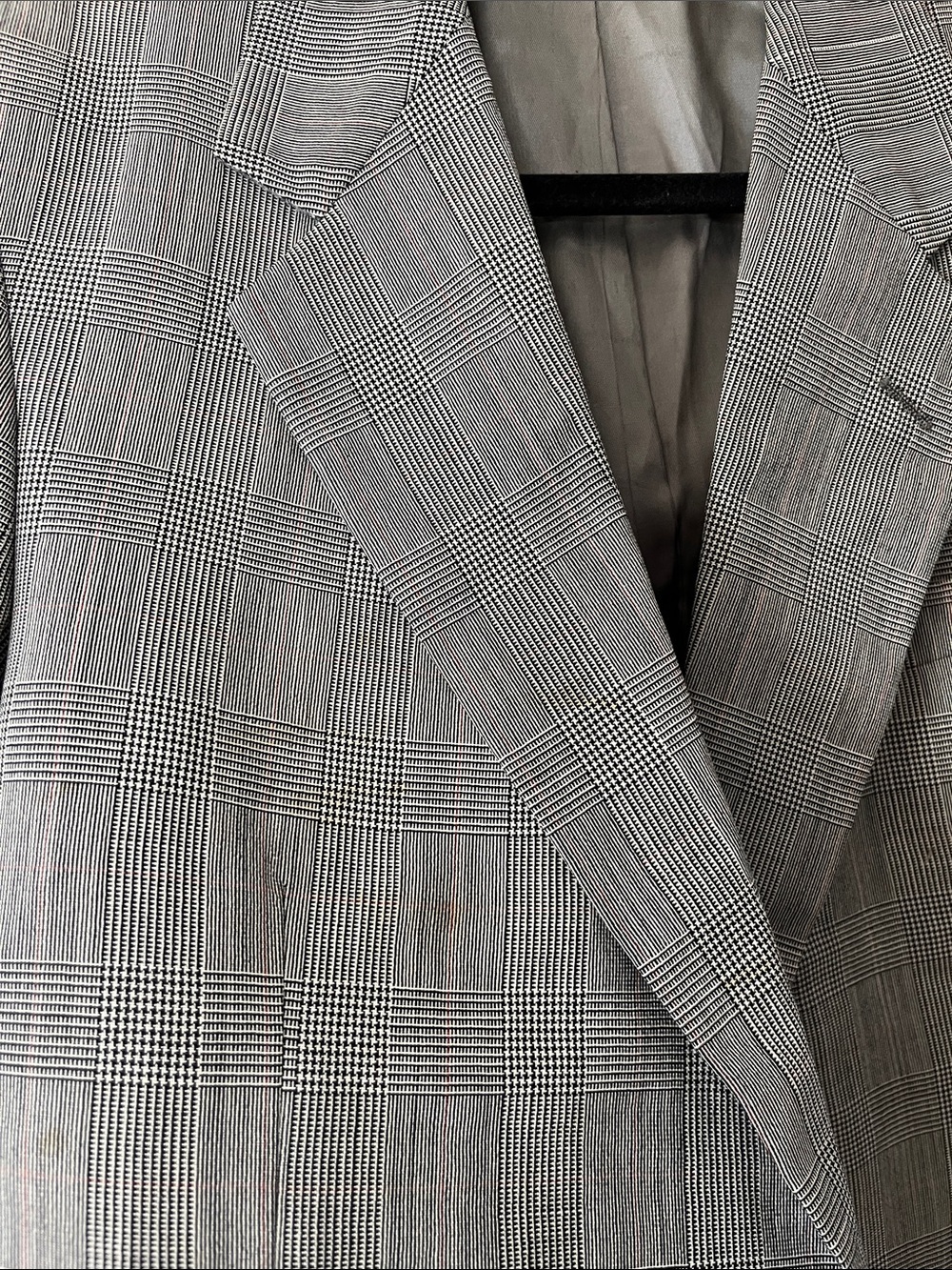 Tom James Tropical Wool Sport Coat Classic Men's Tailored Gray Plaid Blazer - Picture 6 of 7